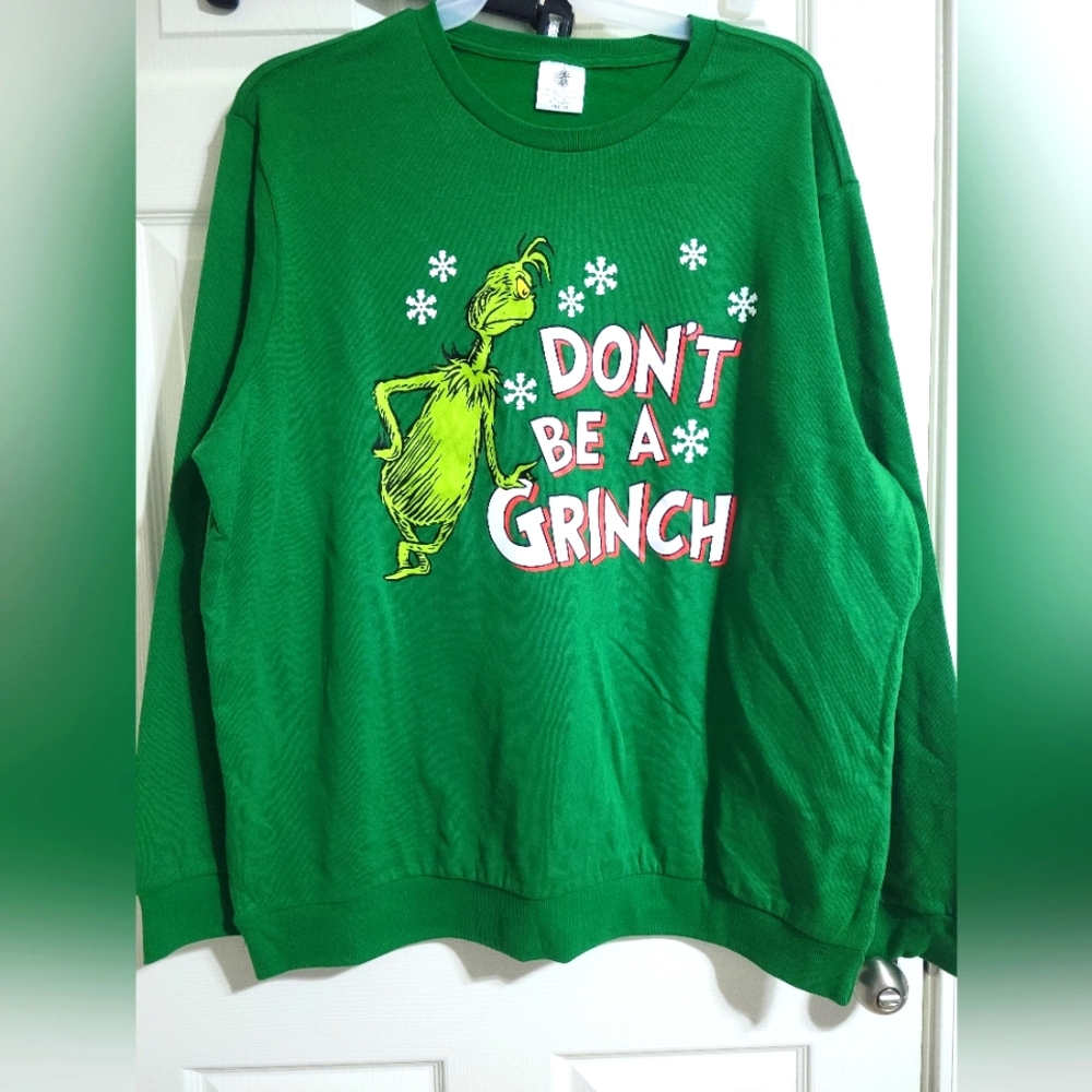 MEN'S BIG AND TALL SOFT STRETCHY  DR SEUSS THE GRINCH CHRISTMAS PULLOVER SWEATSH